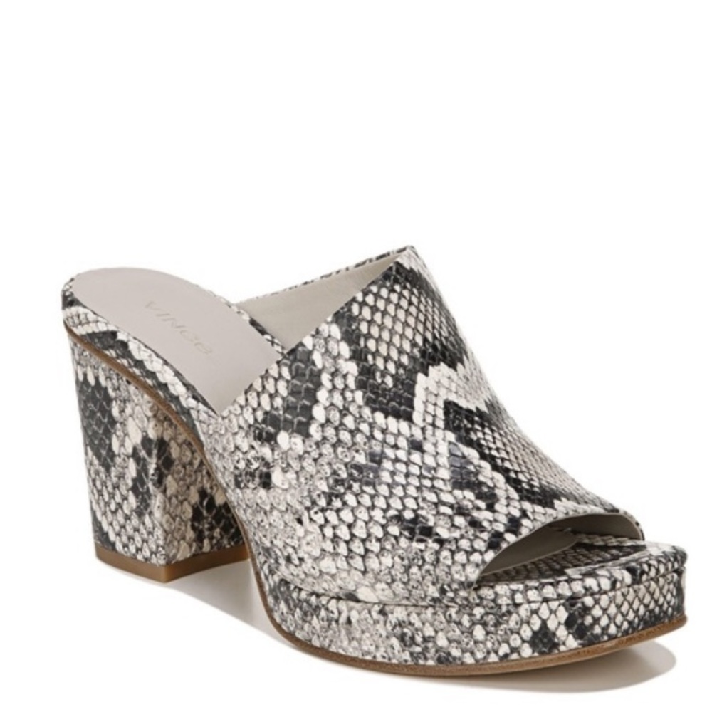 Vince Wyatt Snakeskin Leather Platform Mule Heels Size 9